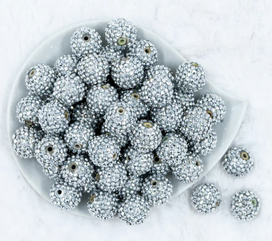 White Rhinestone Beads